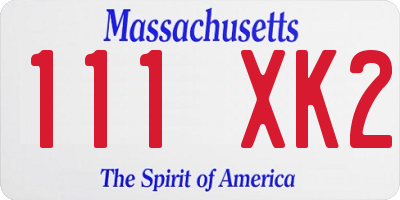 MA license plate 111XK2