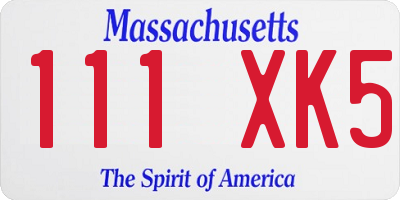 MA license plate 111XK5