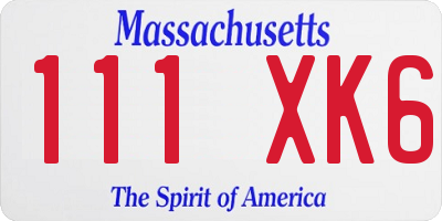 MA license plate 111XK6