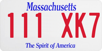 MA license plate 111XK7