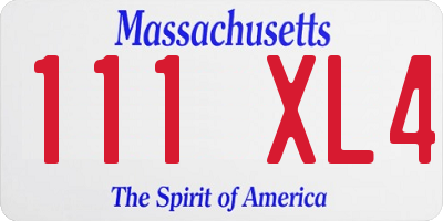 MA license plate 111XL4