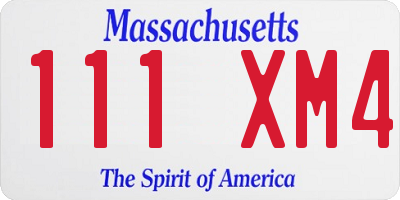 MA license plate 111XM4