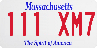 MA license plate 111XM7