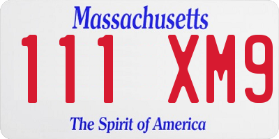 MA license plate 111XM9