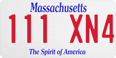 MA license plate 111XN4