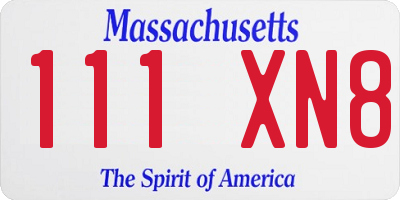 MA license plate 111XN8