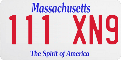 MA license plate 111XN9
