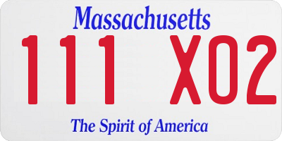 MA license plate 111XO2