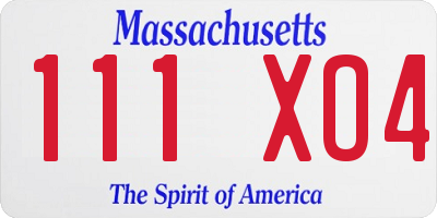 MA license plate 111XO4