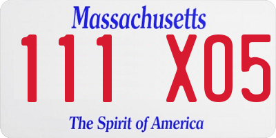MA license plate 111XO5