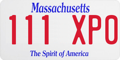 MA license plate 111XP0