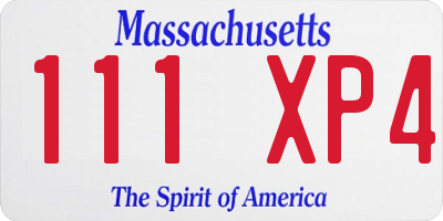 MA license plate 111XP4