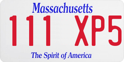 MA license plate 111XP5