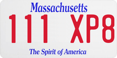 MA license plate 111XP8