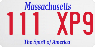 MA license plate 111XP9