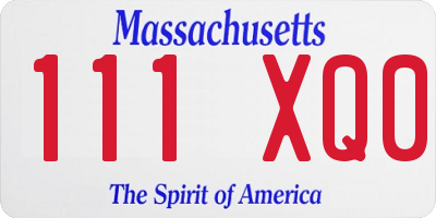 MA license plate 111XQ0