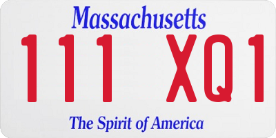 MA license plate 111XQ1