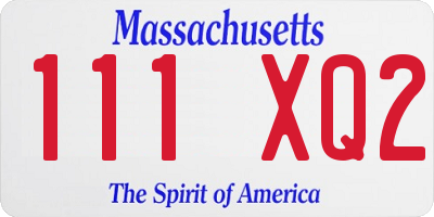 MA license plate 111XQ2