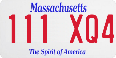 MA license plate 111XQ4
