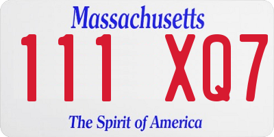 MA license plate 111XQ7