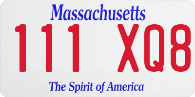 MA license plate 111XQ8