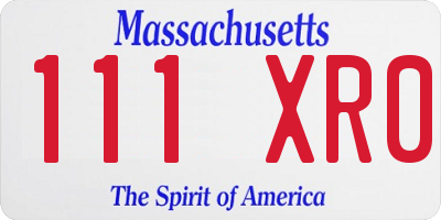 MA license plate 111XR0