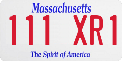 MA license plate 111XR1
