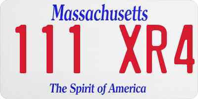 MA license plate 111XR4