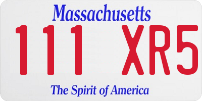MA license plate 111XR5