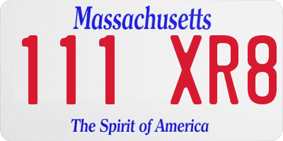 MA license plate 111XR8