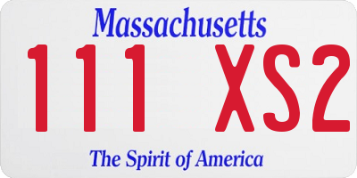 MA license plate 111XS2