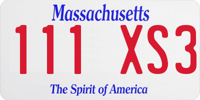 MA license plate 111XS3