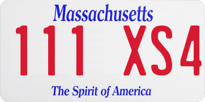 MA license plate 111XS4
