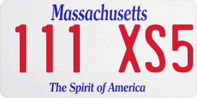 MA license plate 111XS5