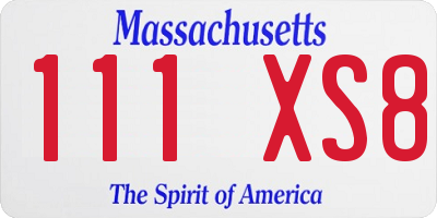 MA license plate 111XS8