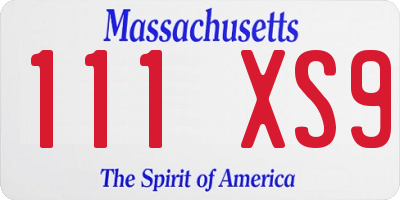 MA license plate 111XS9