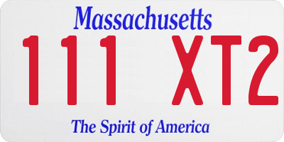 MA license plate 111XT2