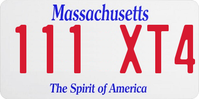 MA license plate 111XT4