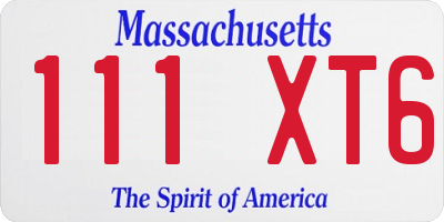 MA license plate 111XT6