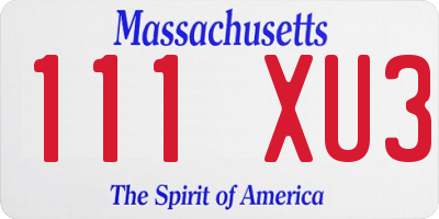 MA license plate 111XU3