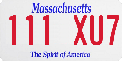 MA license plate 111XU7