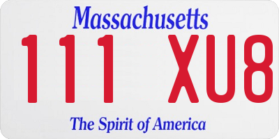 MA license plate 111XU8