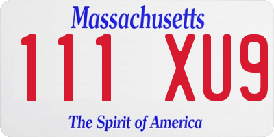 MA license plate 111XU9