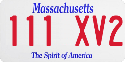 MA license plate 111XV2