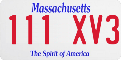 MA license plate 111XV3