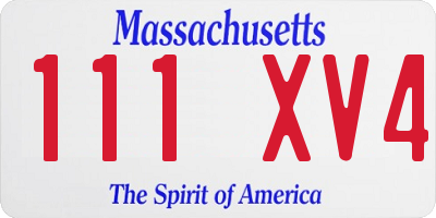 MA license plate 111XV4