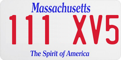 MA license plate 111XV5