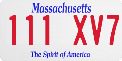 MA license plate 111XV7