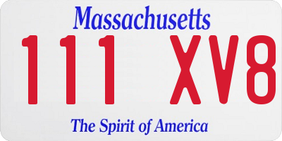 MA license plate 111XV8