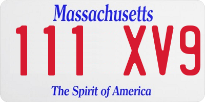 MA license plate 111XV9